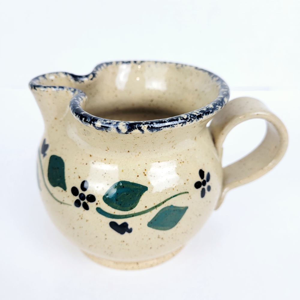 Vintage 1992~Three Rivers Pottery Ingrid Pattern~Creamer/Small Pitcher 3.5"~Vine
